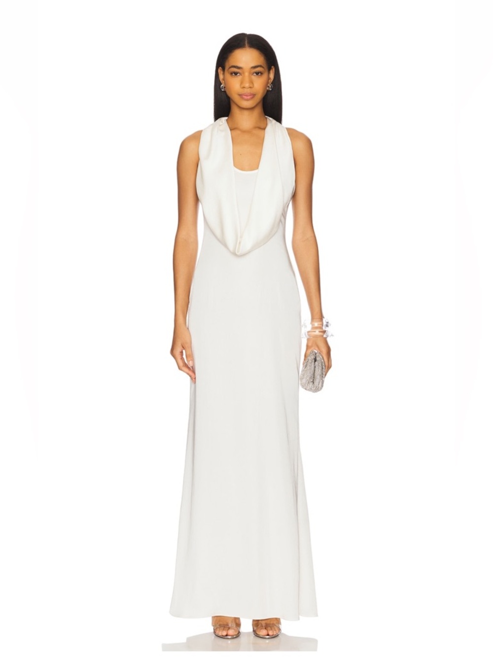 LaPointe Satin Cowl Neck Gown 
Ivory Size 4 NWT